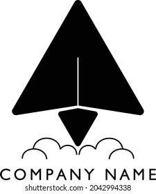 Abstract business communication logo vector in the shape of an airplane. Paper airplane creative messenger symbol concept. 