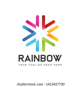 abstract business company colorful logo with unique shape and gradient rainbow color