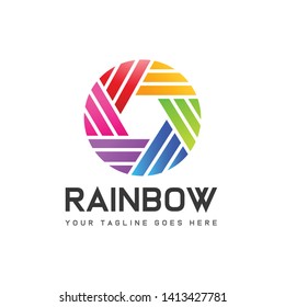abstract business company colorful logo with unique shape and gradient rainbow color