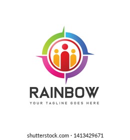 abstract business company colorful logo with unique shape and gradient rainbow color