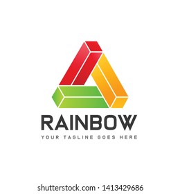 abstract business company colorful logo with unique shape and gradient rainbow color