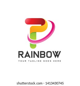 abstract business company colorful logo with unique shape and gradient rainbow color