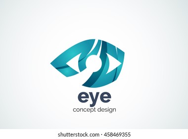 Abstract business company human eye logo template, sight or look concept - geometric minimal style, created with overlapping curve elements and waves. Corporate identity emblem