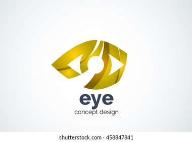 Abstract business company human eye logo template, sight or look concept - geometric minimal style, created with overlapping curve elements and waves. Corporate identity emblem