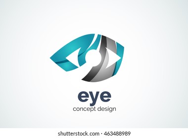 Abstract business company human eye logo template, sight or look concept - geometric minimal style, created with overlapping curve elements and waves. Corporate identity emblem