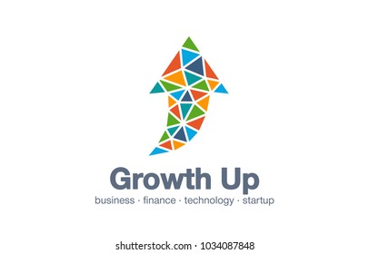 Abstract business company logo. Corporate identity design element. Technology, market, bank logotype idea. Connected arrow up, growth, progress integrate and success concept. Vector interaction icon