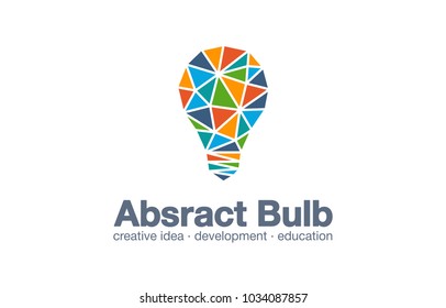 Abstract business company logo. Corporate identity design element. Light bulb Idea, education, school logotype idea. Brainstorm, solutions, learn and think connected concept. Vector interaction icon