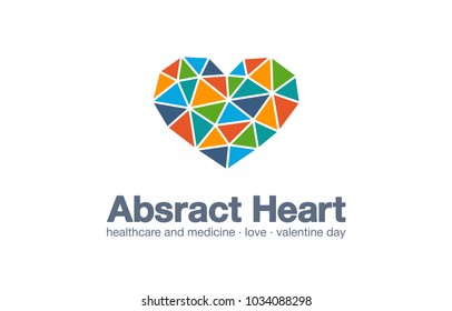 Abstract business company logo. Corporate identity design element. Healthcare and medicine, red heart shape logotype idea. Love, valentine day, passion connected concept. Vector interaction icon