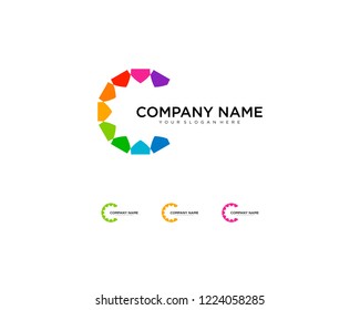 Abstract business company logo. Corporate identity design element. Color circle segments mix, round spectrum logotype idea. Multicolor art palette, paint swirl, rainbow concept. Colorful Vector icon