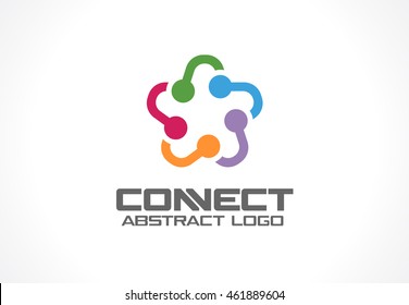 Abstract Business Company Logo. Corporate Identity Design Element. Social Media, Internet, People Connect Logotype Idea. Star Group, Network Integrate, Technology Interaction Concept. Vector Icon