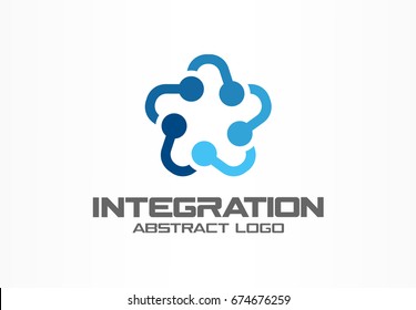 Abstract Business Company Logo. Corporate Identity Design Element. Social Media, Internet, People Connect Logotype Idea. Star Group, Network Integrate, Technology Interaction Concept. Vector Icon