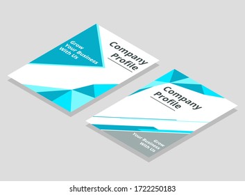 Abstract Business Company Profile Cover Isometric Mock up Template with Polygonal Shapes Design