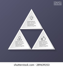 Abstract business concept chart, graph, diagram with 3 steps, options, parts, processes. Vector template for presentation and training.