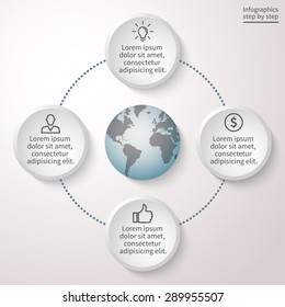 Abstract business concept chart, graph, diagram with 4 steps, options, parts, processes. Vector template for presentation and training.