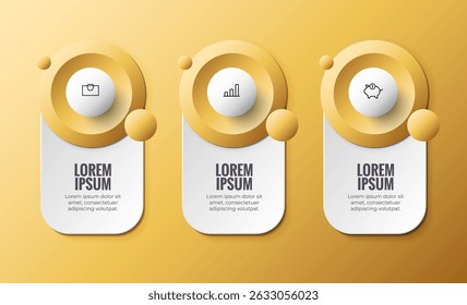 Abstract Business Concept Design with Golden Circular Elements and Icons