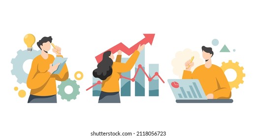 abstract business concept illustration  user research  interface design  clear layout  Collection of visual stories.