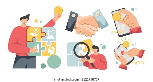 abstract business concept illustration user research interface design clear layout Collection of visual stories.