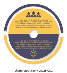 Abstractas concepto de negocio gráfico circular con 2 pasos, opciones, piezas, procesos. Plantilla de Vector para presentación y formación.