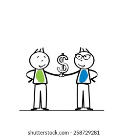 Abstract business concept with simple cartoon person