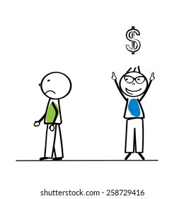 Abstract business concept with simple cartoon person