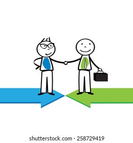 Abstract business concept with simple cartoon person