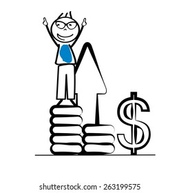 Abstract business concept with simple cartoon person