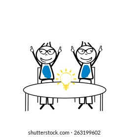 Abstract business concept with simple cartoon person