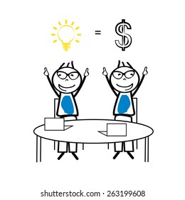 Abstract business concept with simple cartoon person