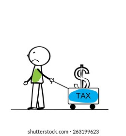 Abstract business concept with simple cartoon person