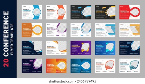 Abstract Business conference flyer template and Business webinar event invitation banner layout design and corporate business workshop, meeting and training promotion poster