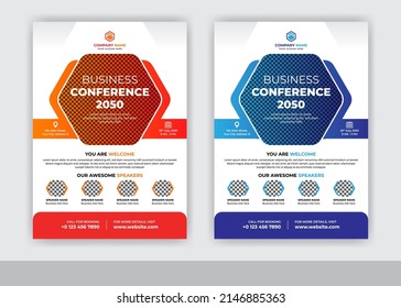 Abstract business conference marketing flyer template design