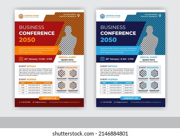 Abstract business conference and online marketing flyer template design vector