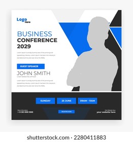 Abstract business conference social media post banner template