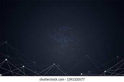 
Abstract business connecting dots and lines futuristic network polygonal shape space low poly dark triangular wallpaper.