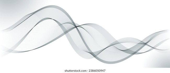 Abstract Business Design Element Light Grey Transparent Wave Line Isolated on White Background. Smooth Wavy Horizontal Curved Line for Design of Covers, Banners, Flyers, Cards.