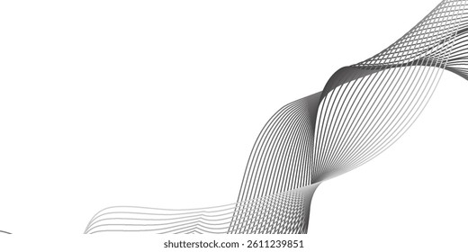 Abstract Business Design Element Light Grey Transparent Wave Line Isolated on White Background. Smooth Wavy Horizontal Curved Line for Design of Covers, Banners, Flyers, Cards.