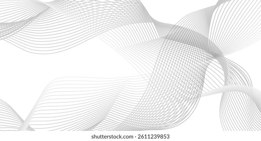 Abstract Business Design Element Light Grey Transparent Wave Line Isolated on White Background. Smooth Wavy Horizontal Curved Line for Design of Covers, Banners, Flyers, Cards.