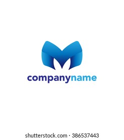Abstract business design template logo icon with letter M. Vector color emblem sign.