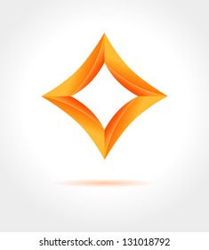 Abstract business design template. Shine orange 3d rhombus on gray background. Vector icon with place for your text.