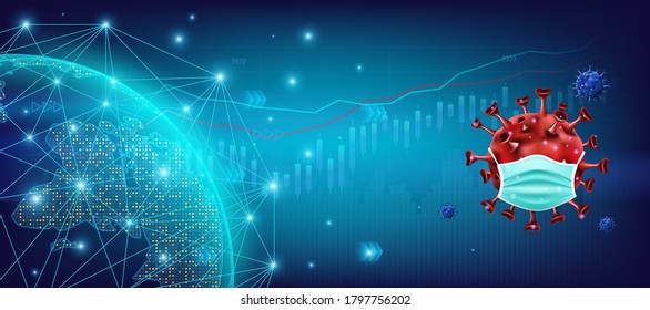 Abstract business and financial trade or stock market with covid or coronavirus effect background. Vector illustration design.