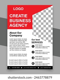 Abstract Business Flyer. Creative Corporate Business Flyer Design Set With Red Colors. Marketing, Business Proposal, Promotion, Advertise, Publication, Cover Page. Marketing Social Media Post
