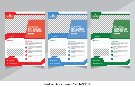 Abstract Business Flyer Design Templates, layout, annual report, poster, red, blue, green color, shape design, a4 size, illustration