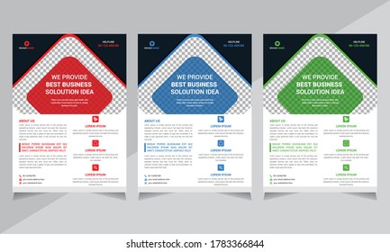 Abstract Business Flyer Design Templates, layout, annual report, poster, red, blue, green color, shape design, a4 size, illustration