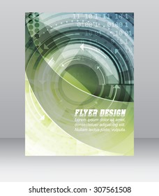 Abstract business flyer template with technological pattern, magazine, cover design or corporate banner. Can be used for print, presentation or publishing. Vector illustration.