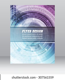 Abstract business flyer template with technological pattern, magazine, cover design or corporate banner. Can be used for print, presentation or publishing.