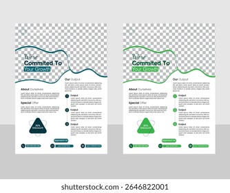 Abstract business flyer, vector template design or business poster template design. A4 stylish, professional, creative and colorful corporate flyer.