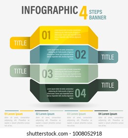 Abstract business four steps infographic template with perspective. Can be used for layout, workflow, number options. Editable vector design.