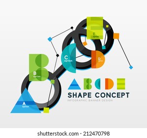 Abstract business geometric infographic diagram layout with figures of alphabet letters A B C D E and sample text