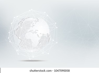 abstract business global connection people technology futuristic concept world Global network map on hi tech future design on white background.Vector Illustration.