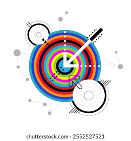 Abstract business goal direction. Marketing strategy sign. Arrow and rainbow circle